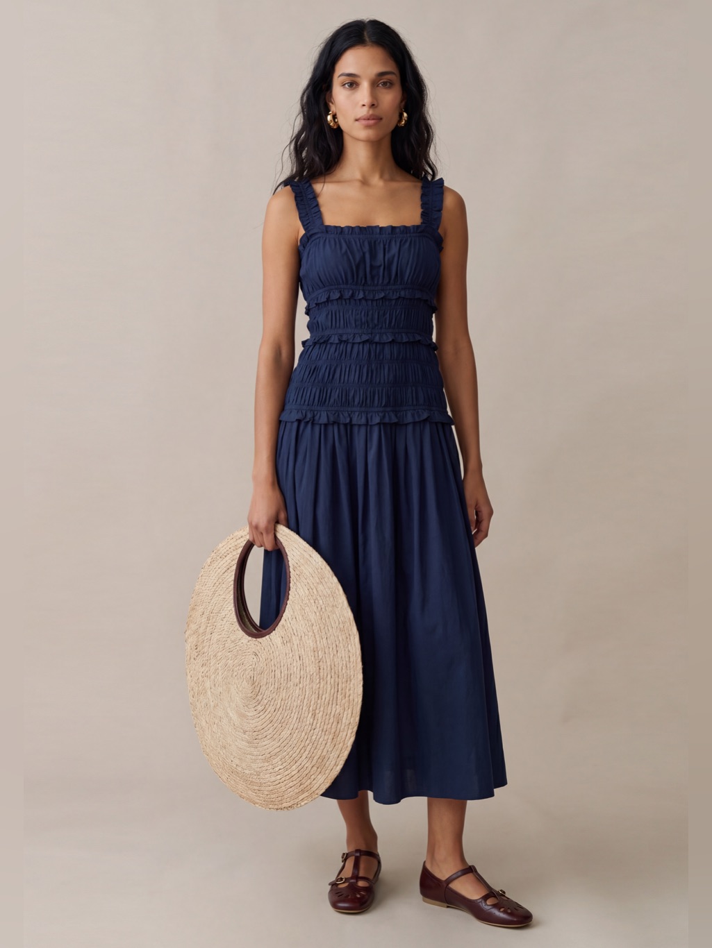 Nwt Few Moda O.P.T Freya Dress Size Xl Navy Blue Midi Lace Cotton